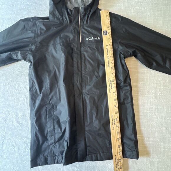 Columbia Youth M Black Omni Tech Jacket Hood Full Zip Lined Pockets Windbreaker - Picture 4 of 12